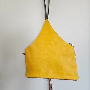 Vintage Henry Cuir Yellow Italian Leather Handbag